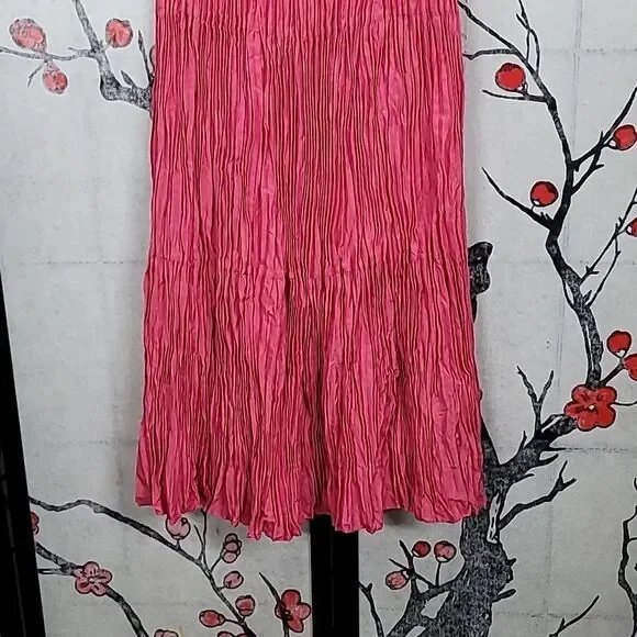 EILEEN FISHER Crinkled Plissé Silk Midi Skirt Size Small - Picture 4 of 6